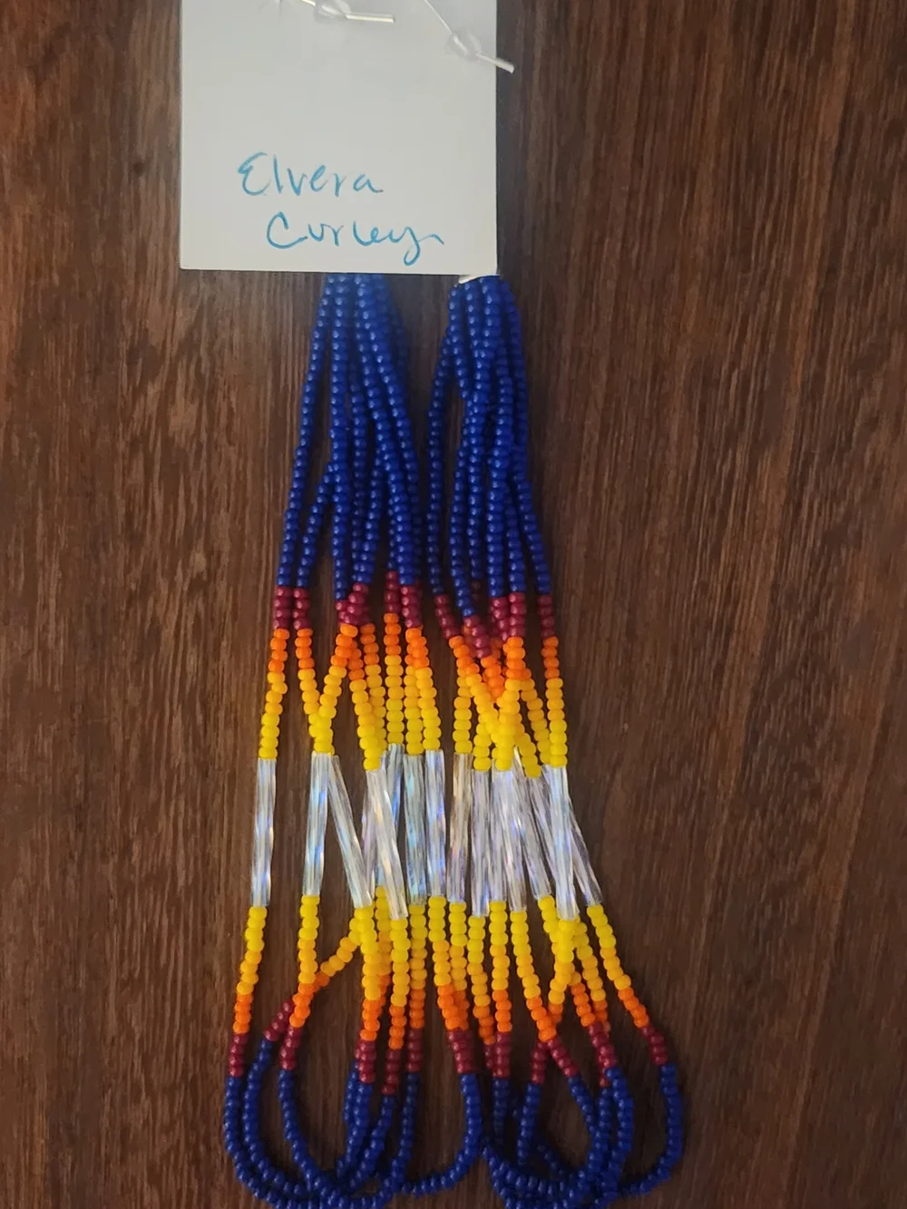 Navajo Handmade Seed Bead Fringe Earrings By Elvera Curley
